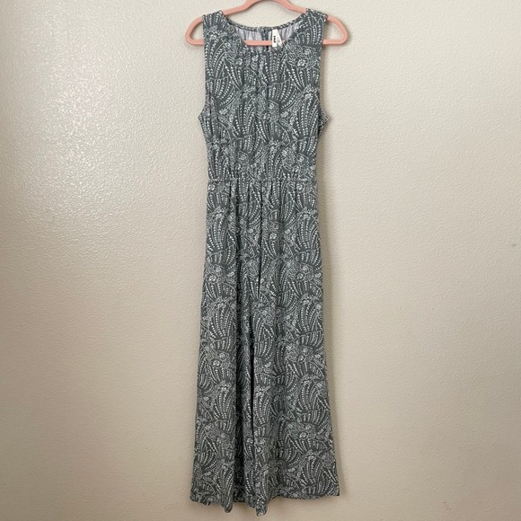 Pact Jumpsuit Womens Large Green Floral Jersey Knit Organic Cotton Straight Leg - Picture 3 of 12